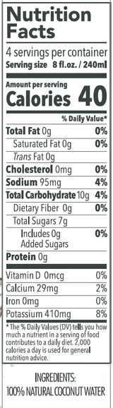 6 Pack of Nature's Goodness Coconut Water - 33.82 Fl Oz 1(L) (No Pulp, Sugar Free, Vegan, Hydrating Naturally)
