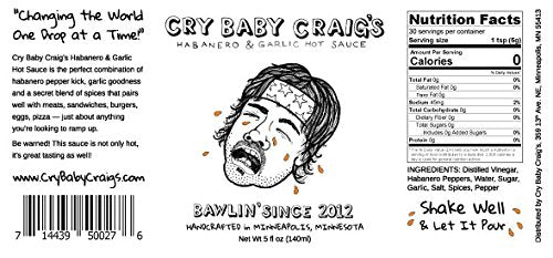 Cry Baby Craig's Habanero and Garlic Hot Sauce - (1 Pack)