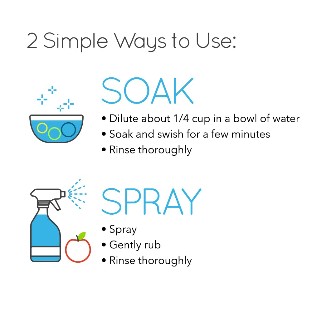 Rain Organic Fruit and Vegetable Wash All Natural Veggie Produce Cleaner for Safe Clean Eating, Baby Essential Eco Friendly Concentrated Strength