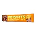 Misfits High Protein Bar, Peanut Butter Fudge, Non GMO, Plant Based Vegan Protein Bar, Low Sugar, High Fiber Snack