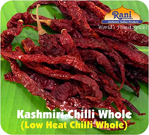 Asian Kitchen Kashmiri Chilli Whole, Low Heat Indian Chilli 3.5oz (100g) ~ All Natural | Vegan | Gluten Friendly | NON-GMO | Indian Origin