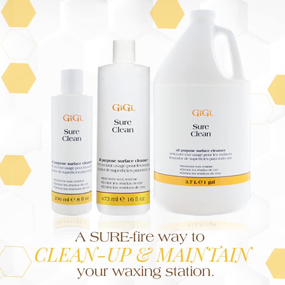 GIGI Sure Clean Wax Residue Remover, All-Purpose Surface Cleaner for Warmers, Salon & Spa Equipment, Removes Build-Up, 16 fl oz