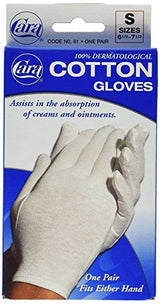 Cara 100% Dermatological Cotton Gloves Small 1 Pair (Pack of 5)