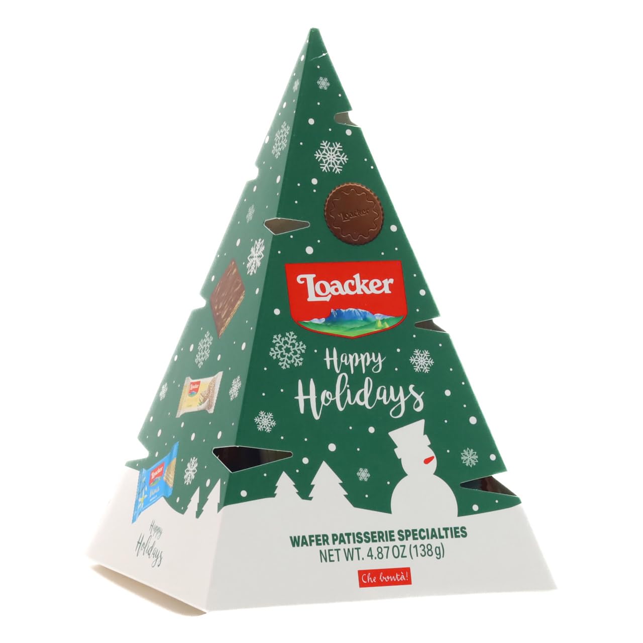 Loacker Christmas Tree, Mix of Wafer & Chocolate Specialties,138g / 4.87 oz., box with Loacker's Favorite Individually Wrapped Mini Wafer & Chocolate