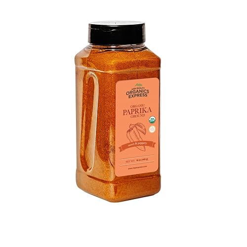 HQOExpress Organic Paprika - Non GMO, Kosher, USDA Certified Organic Ground Paprika Powder - Sweet and Mildly Spicy Seasoning for Soups, Chilis