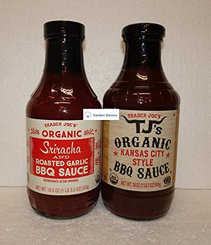 Trader Joe’s Organic Sriracha and Roasted Garlic BBQ Sauce and Organic Kansas City Style BBQ Sauce (Two Bottles)