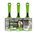 Evercare Pet Hair Lint Rollers All Purpose Use 100 Easy-Tear Sheets Per Roll Reusable Sticky Roller Pets Cat & Dog Hair Remover Contoured Handle