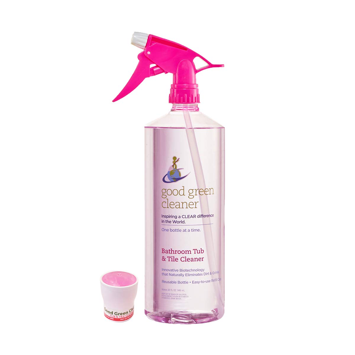 Good Green Cleaner Bathroom Tub & Tile Cleaner Starter Set | 32 Ounce, Reusable, Eco-Friendly Spray Bottle | Biodegradable Formula | Naturally Clean