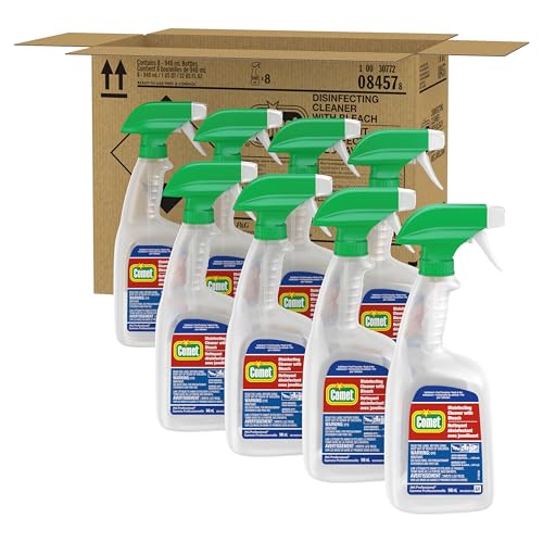 Comet Disinfecting Cleaner With Bleach, 32 Oz, Plastic Spray Bottle, Fresh Scent, 8/carton