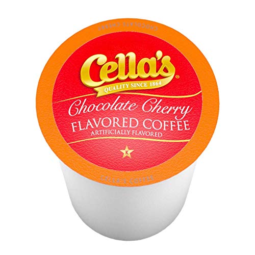 Cella's Chocolate Cherry Coffee Pods Compatible with Keurig K Cup Brewers, Medium Roast Flavored Coffee, Smooth Single Serve Pods for Home and Office