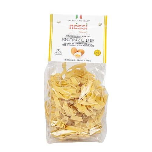 Néssi Pappardelle with Egg, Original, Italian Ribbon Pasta, 17.6 Ounce, Kosher, Durum Wheat Semolina and Eggs, Bag