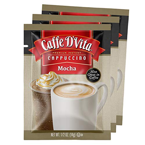 (24 Pack) Caffe D'Vita Mocha Cappuccino Mix - Mocha Powder Mix, Instant Cappuccino Mix, Gluten Free, No Cholesterol, No Hydrogenated Oils, No Trans