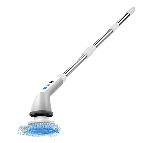 Electric Spin Scrubber, 2024 New Cordless Cleaning Brush?2-Speed Adjustable,Shower Scrubber for Bathroom Car Floor Tile Cleaning Squeegees