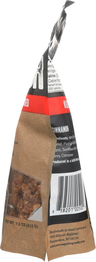 Steve's PaleoGoods Cinnamon PaleoKrunch Cereal 7.5oz (Pack of 3) - Gluten Free Granola Organic, Low Carb Cereal, Grain Free Low Calorie Keto Snack