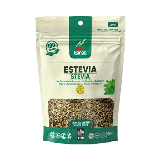 Hanan Stevia (Estevia) Loose Leaf Herbs - 9 g Natural Dried Stevia Leaves Rebaudiana Plant Leaves from Peru - Tea Sweetener