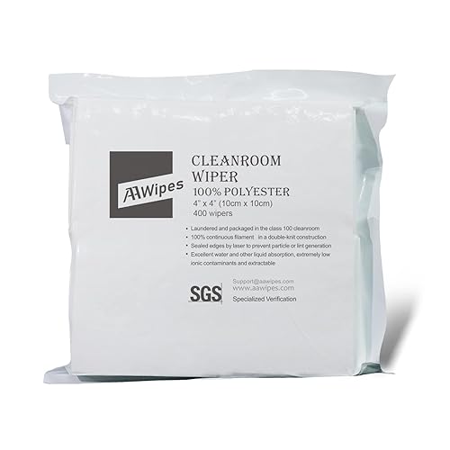 AAWipes Cleanroom Polyester Wipers 4"x4" (Bag of 400 Pcs) Double Knit 100% Polyester Wipes Lint Free Cloths with Ultra-fine Filaments, Laser Sealed