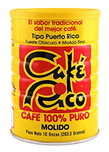 Cafe Rico Ground Coffee from Puerto Rico in Can, Dark Roast, 10 Ounce (Pack of 1)