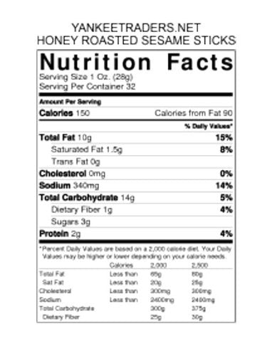 Yankee Traders Brand, Honey Roasted Sesame Snack Sticks, 32 Oz. Bag
