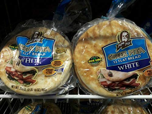 Greek Pita Flat Bread White, 12 ct (each bag) NON GMO Vegan Friendly 3 Bags