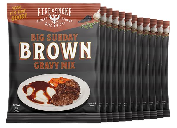 Fire & Smoke Society Big Gobbler Brown Gravy Mix | Brown Gravy Packets | 1. oz (12-Pack) Beef Gravy, Turkey Gravy