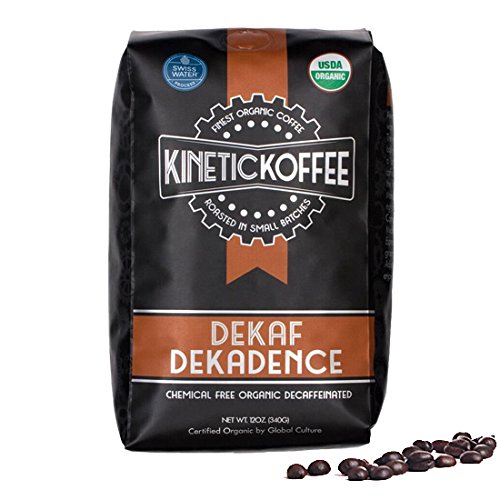 Kinetic Koffee - Dekaf Dekadence - Medium Roast Chemical Free Organic Decaffinated - Whole Bean Coffee - 12 oz