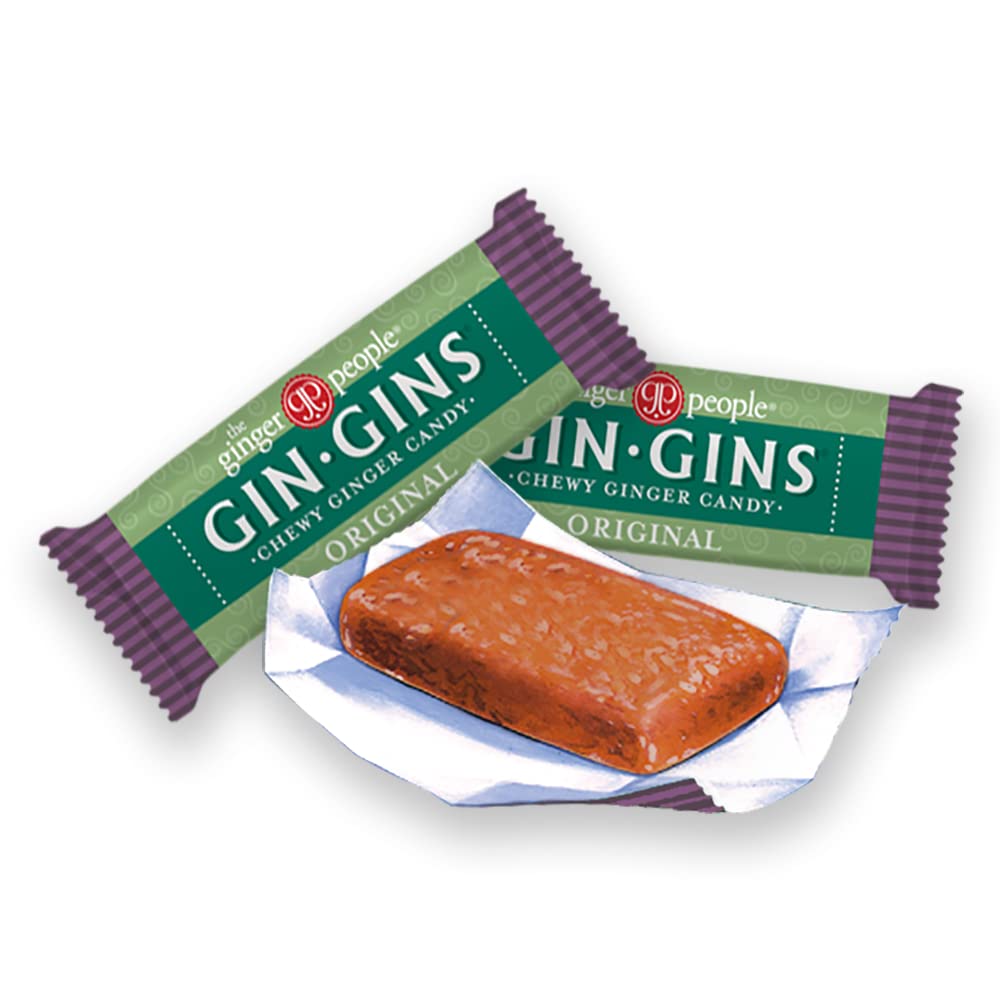 GIN GINS Original Ginger Chews - Natural Fresh Ginger Candy by The Ginger People - Individually Wrapped Healthy Candy - Original Flavor - Large 1 lb