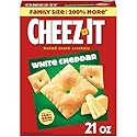 Cheez-It Cheese Crackers, Baked Snack Crackers, Lunch Snacks, Family Size, White Cheddar, 21oz Box (1 Box)