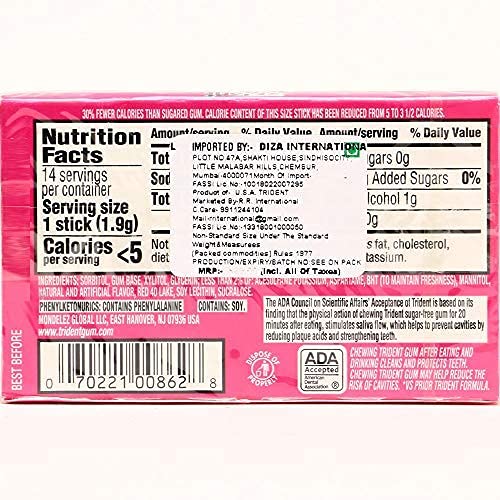 Trident Trident Bubblegum Sugar Free Gum, 14 Piece Pack, 0.94 ounce