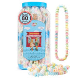 80 Candy Necklaces Individually Wrapped, Choker Style Nostalgic Pastel Candy Jewelry, Perfect for Party Favors, Pinata Fillers and Goodie Bags, Packed