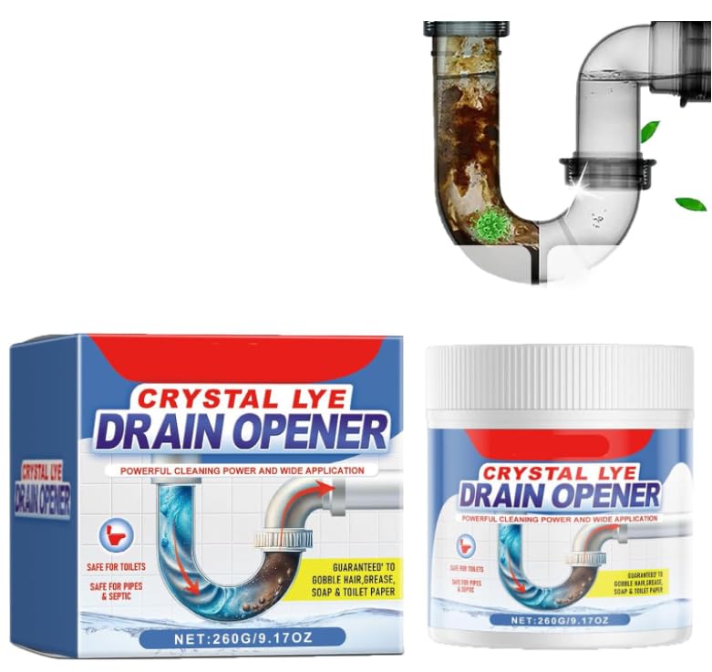 Crystal Lye Drain Opener,Powerful Pipe Dredging Agent, Sink & Drain Cleaner Powder, Toilet Cleaner Foam PowderAll-Purpose Drain Unblocker for Kitchen