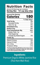 Queen Elephant Premium Organic White Jasmine Rice 2lbs Bag | Product of Thailand | USDA Certified Organic, Non-GMO, Kosher, Vegan & Gluten Free