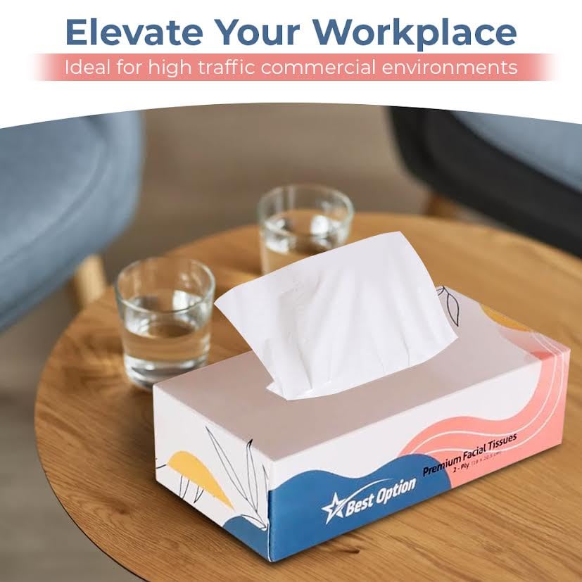 Best Option Soft 2-Ply Facial Tissue White 130-Count Box Pack of 12 for Office