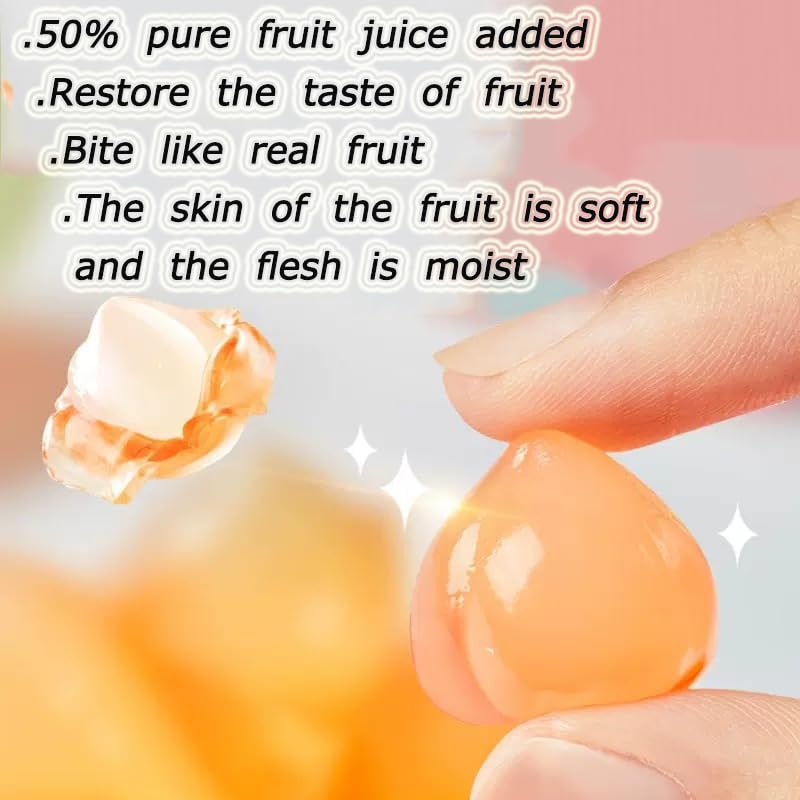 Peelable Crystal Fruit Gummy Candy - 4d 50% Real Juice Content Fudge Candies, Individually Wrapped Assorted Flavors Chewy Gummies Fun Soft Sweets