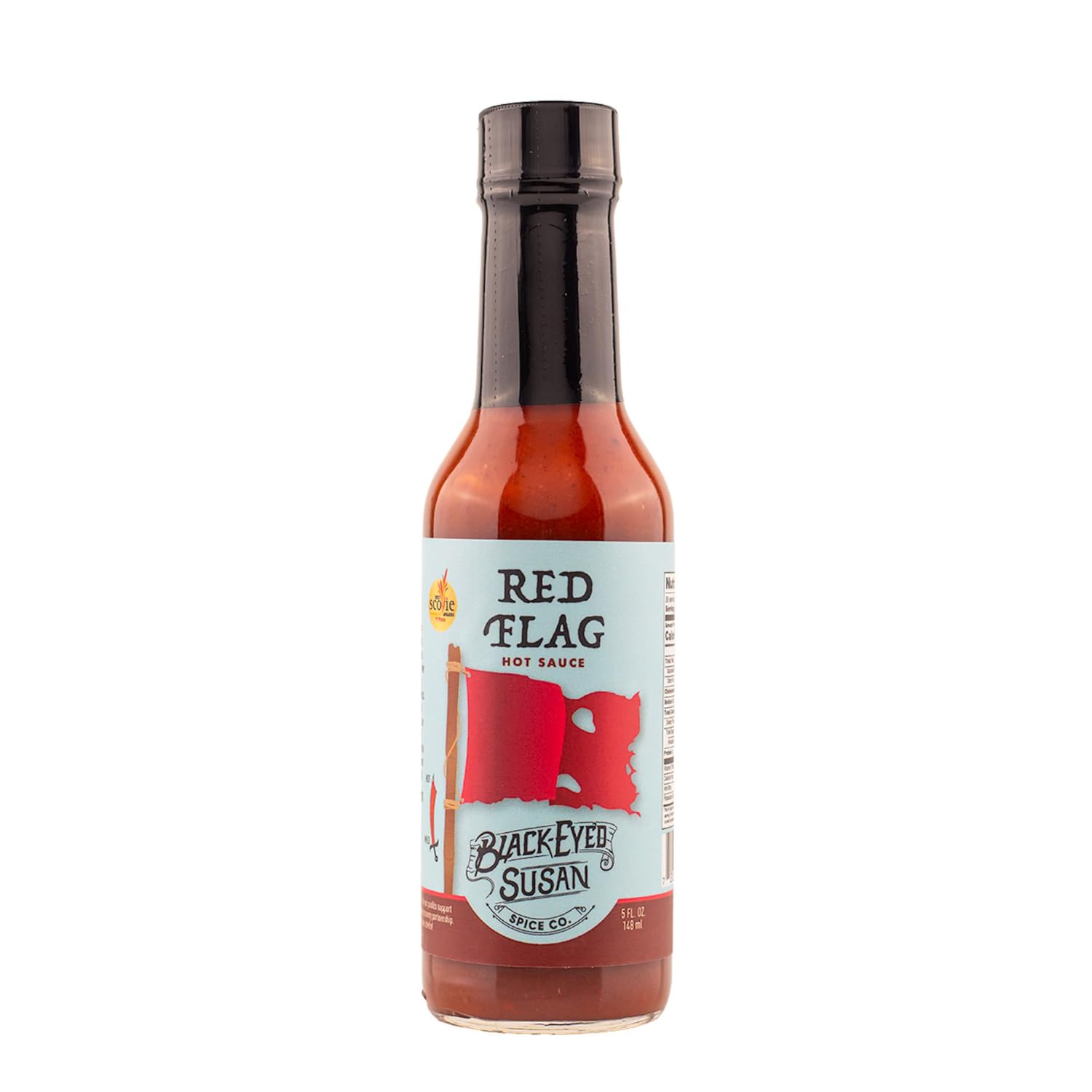 Red Flag By Black Eyed Susan Spice Co., Firey Hot Sauce With Flavors of Trinadad Scorpion Pepper Mash, Hibiscus Powder & Apple Cider Vinegar, Made