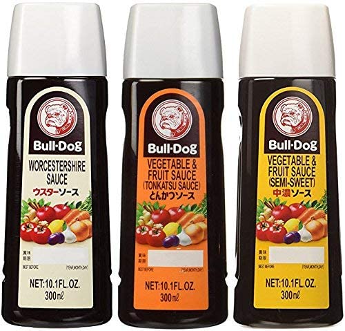 Bull-Dog Sauce, 10.1 Fl Oz Each, Assort 3 kinds (Tonkatsu, Worcestershire, Semi-Sweeet) (Assorted (Pack of 3))
