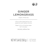 Tea Forte Ginger Lemongrass Premium Caffeine-Free Herbal Tea Blend Event Box, Bulk Pack 40 Count, 10 per tray Individually Wrapped Handcrafted Pyramid