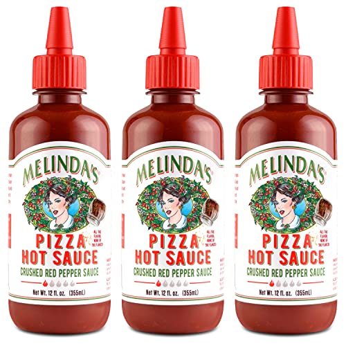 Melinda’s Pizza Hot Sauce - Crushed Red Pepper Sauce Made with Fresh Ingredients, Cayenne Peppers, Garlic, Tomatoes - Gourmet Spicy Pizza Sauce
