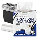 Stock Your Home Clear 2 Gallon Trash Bag (200 Pack) Un-Scented Small Garbage Bags for Bathroom Can, Mini Waste Basket Liner, Plastic Liners for Office