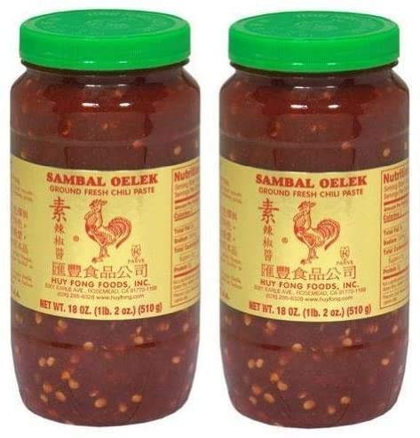 Huy Fong Sambal Oelek Ground Fresh Chili Paste (Large 18 oz Jars) 2 Pack by Huy Fong Foods