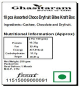 Ghasitaram Gifts Christmas Gifts - 10 pcs Assorted Choco Dryfruit Bites Kraft Box 250 GMS