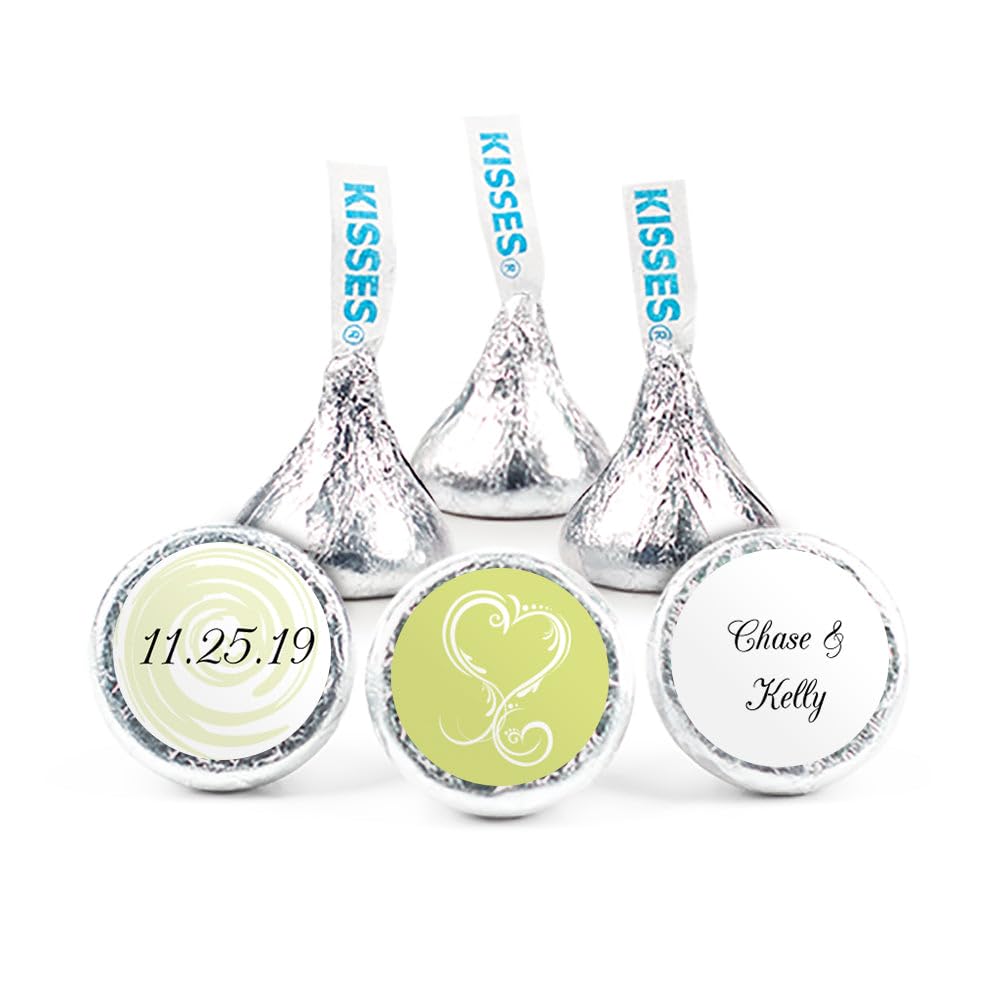 108ct Personalized Swirl Heart Wedding Kiss Stickers (Spring) Stickers Only