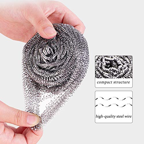 DKKO Stainless Steel Scourers Cleaning Ball Metal Scouring Pads for Kitchens Bathroom Steel Wool Scrubber to Cleaning Dishes Pots Pans Ovens Grills
