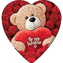 Elmer Chocolate Valentine's Day Rose & Plush Bear Design Heart Shaped, 6 Ounce Chocolate Gift Box, 6 Ounce (Pack of 1)