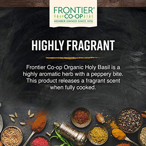 Frontier Co-op Organic Tulsi Holy Basil Herb, 8oz Bulk Bag - Highly Aromatic with Minty Flavor - Perfect for Cooking, Tulsi Tea and Herbal Uses