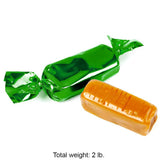 Fun Express - Green Foil Wrapped Caramels (2lbs) for Wedding - Edibles - Soft & Chewy Candy - Caramel & Licorice - 100 Pieces