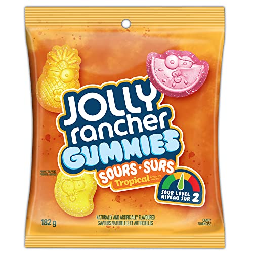Jolly Rancher Gummies Sours, Tropical Flavors, 182g/6.4 oz. (Imported from Canada)