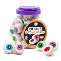 Eyeballs Gummy Candy - 19 Oz Jar (30 Count) - Strawberry Jelly Filled Gummies - Individually Wrapped Candy - Party Favors - Spooky Eyes Gummies by