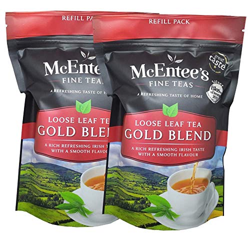 McEntee's Irish Loose Leaf Gold Blend Tea - (Pack of 2) - 250g Refill Bag - Expertly blended in Ireland to give that perfect cup of tea. A traditional