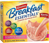 Carnation Breakfast Essentials Strawberry Sensation Flavor 36 Gram Individual Packet Powder, 11001937 - Box of 10