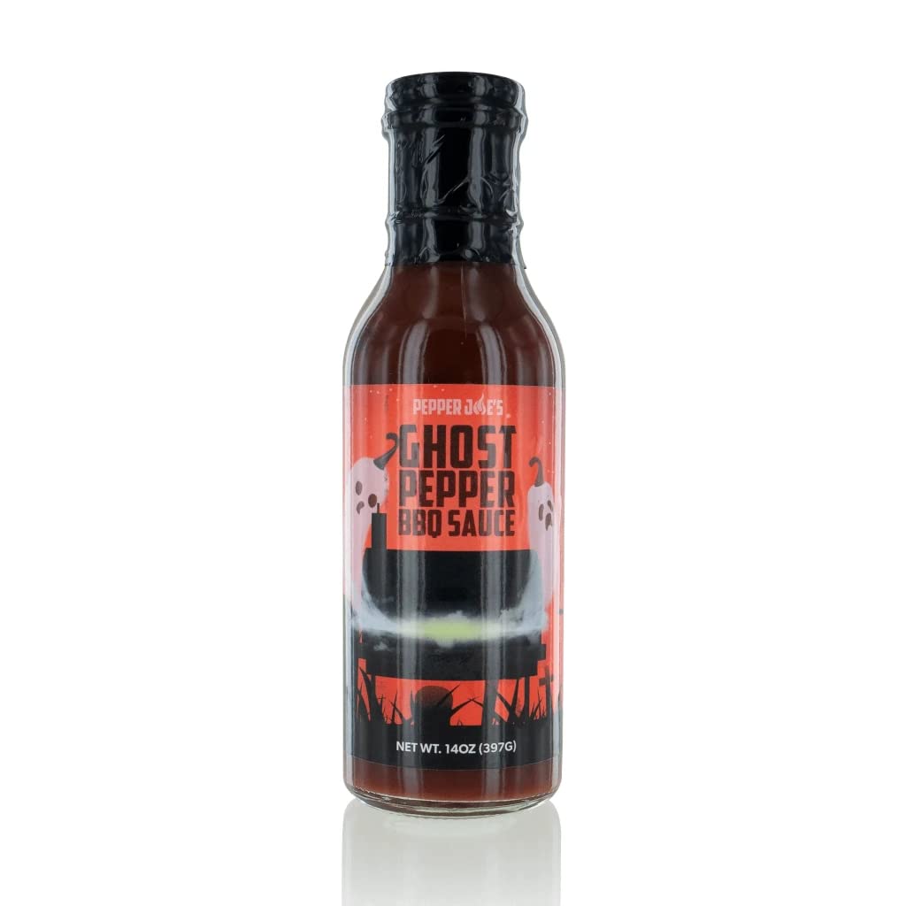 Pepper Joe’s Ghost Pepper BBQ Sauce - Hot and Spicy BBQ with Delicious Flavor Balance - Beer Infused Bhut Jolokia Pepper BBQ - 14 Ounces (3 Pack)